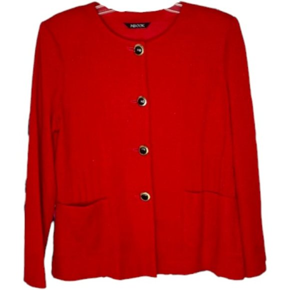 Misook Sparkly Mid-Hip Knit Blazer Pockets - Red - XL* - Picture 2 of 10